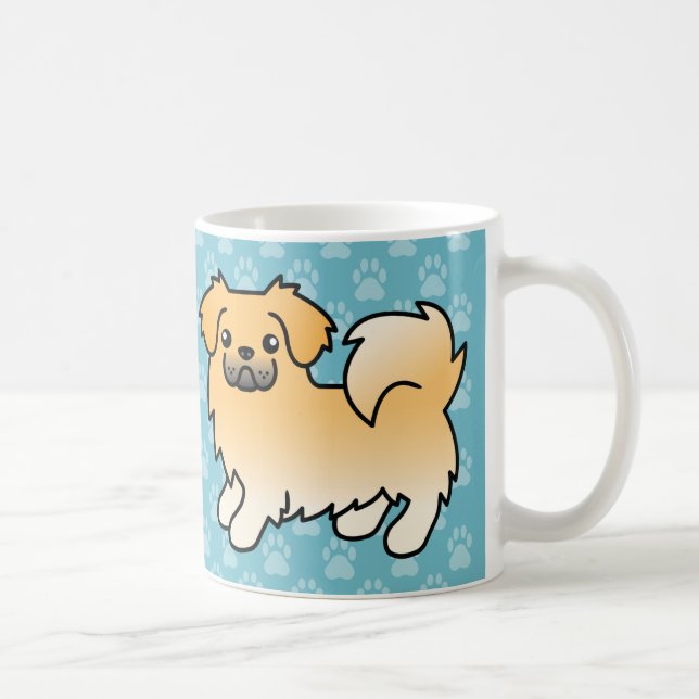 Fawn Tibetan Spanisch Cartoon Dog Kaffeetasse (Rechts)