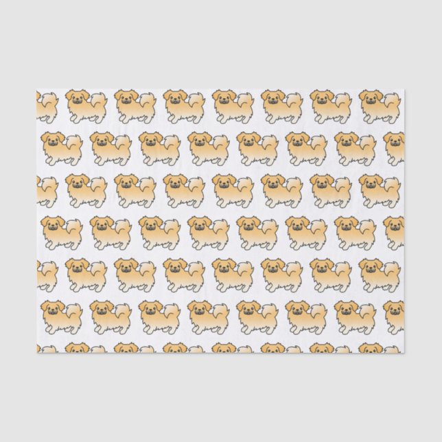 Fawn Tibetan Spanisch Niedlich Cartoon Dog Pattern Seidenpapier (Vorderseite)