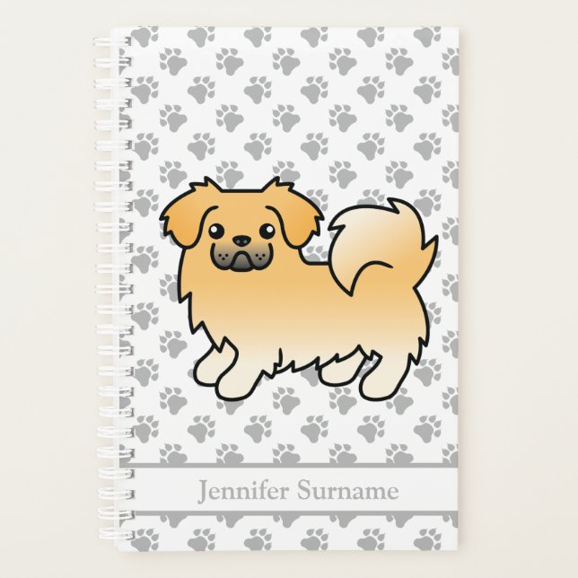 Fawn Tibetan Spanisch Niedlich Cartoon Dog & Text Planer (Vorderseite)