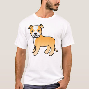 Fawn- und weiße Staffordshire-Bullterrier-Hund T-Shirt