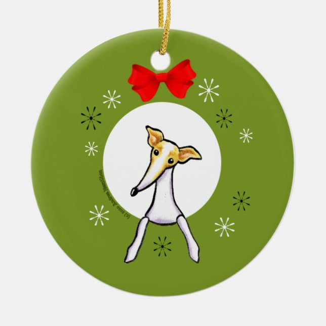 Fawn White Italian Greyhound Christmas Classic Keramikornament (Vorne)