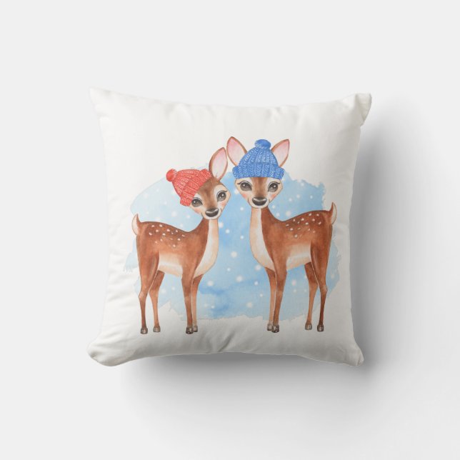 Fawns. Winter Kissen (Vorderseite)