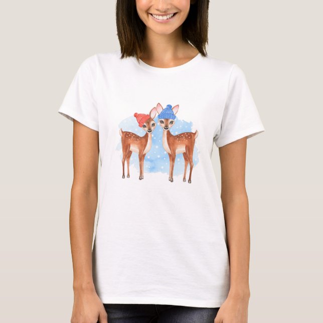 Fawns. Winter T-Shirt (Vorderseite)