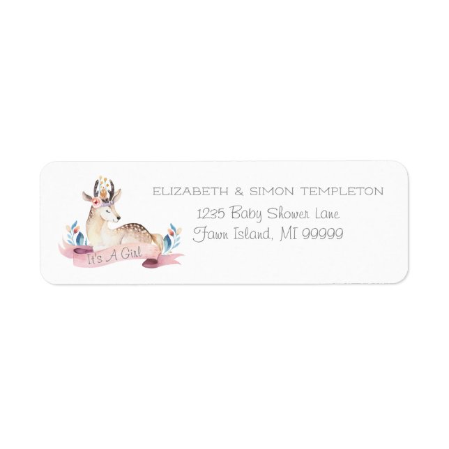 Fawntastic Deer It's a Girl Baby Shower Address (Vorne)