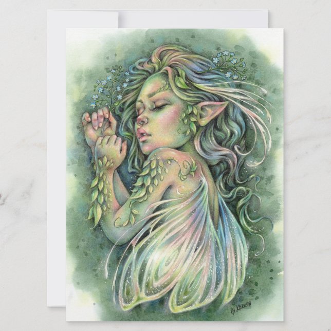 Faye Art Card Sleepy Niedlich Baby Forest Fairy Gi (Vorderseite)