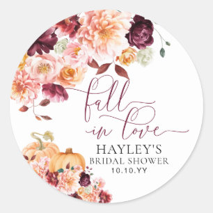 Faye Burgund Fall In Love Herbst-Hochzeitsdusche Runder Aufkleber