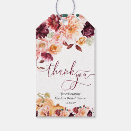 Faye Burgundy Fall Floral Danke Brautparty Geschenkanhänger