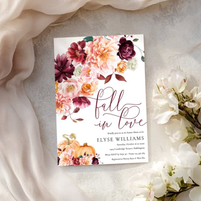 Faye Burgundy Fall in Liebe Herbstdusche Einladung (Von Creator hochgeladen)