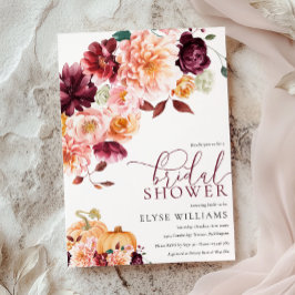 Faye Burgundy Herbstflorale Brautparty Einladung