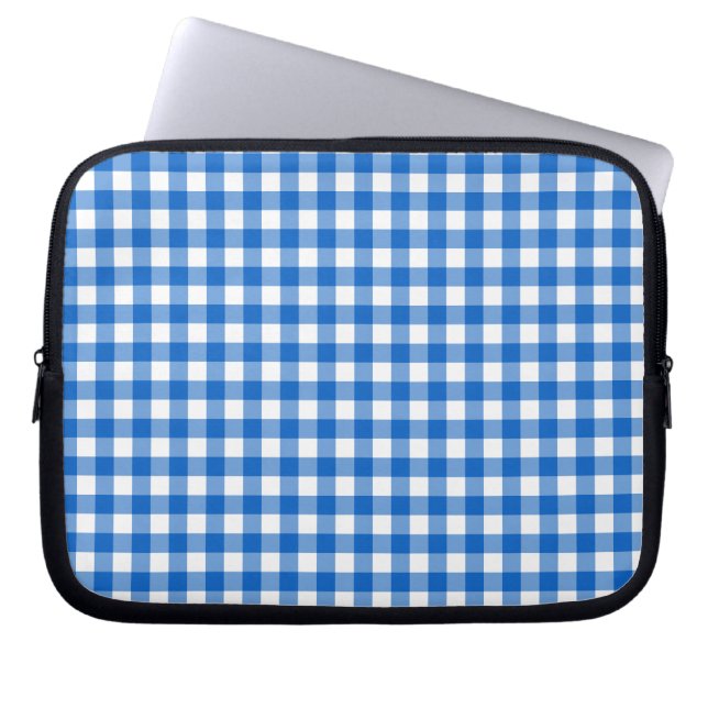 Faye & Lauren Blue Gingham Laptopschutzhülle (Vorderseite)