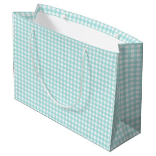 Faye und Lauren Aqua Blue Gingham Paper Große Geschenktüte