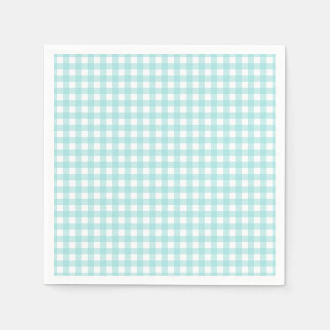 Faye und Lauren Aqua Blue Gingham Paper Serviette (Vorderseite)