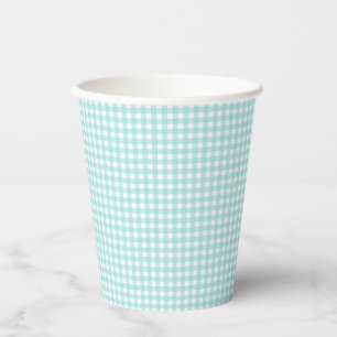 Faye und Lauren Aqua Blue Gingham Pappbecher