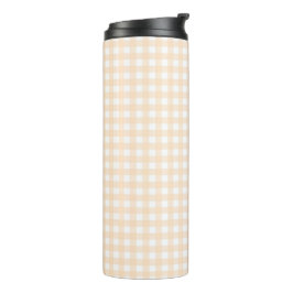 Faye und Lauren Beige Gingham Thermosbecher