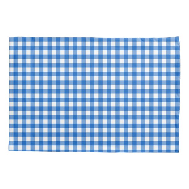 Faye und Lauren Blue Gingham Kissenbezug (Rückseite)
