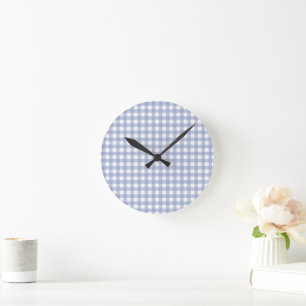 Faye und Lauren Blue Gingham Runde Wanduhr