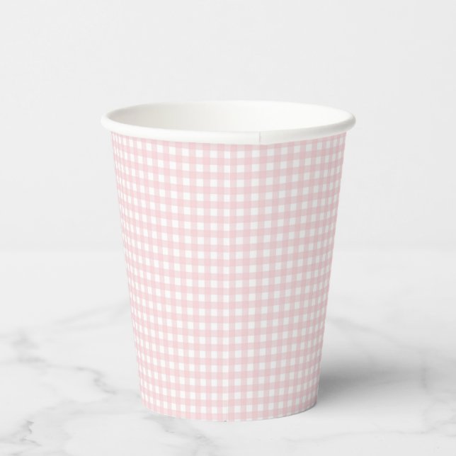 Faye und Lauren Blush Gingham Pappbecher (Rechts)