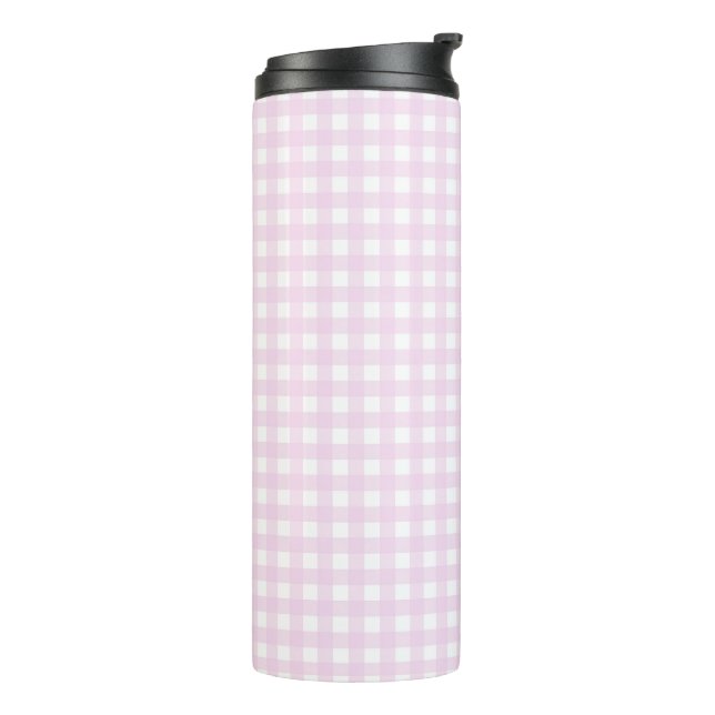 Faye und Lauren Bright Pink Gingham Thermosbecher (Nach links gedreht)