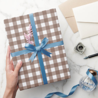Faye und Lauren Brown Gingham Geschenkpapier