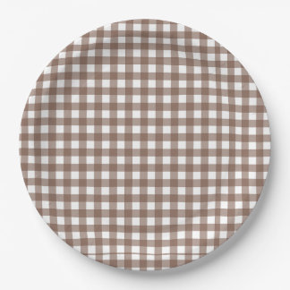 Faye und Lauren Brown Gingham Pappteller