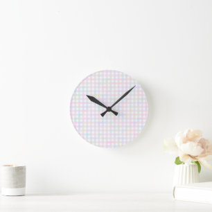 Faye und Lauren Colorful Gingham Runde Wanduhr