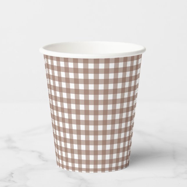 Faye und Lauren Fall Chocolate Brown Gingham Pappbecher (Vorderseite)