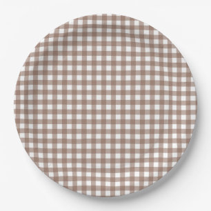 Faye und Lauren Fall Chocolate Brown Gingham Pappteller
