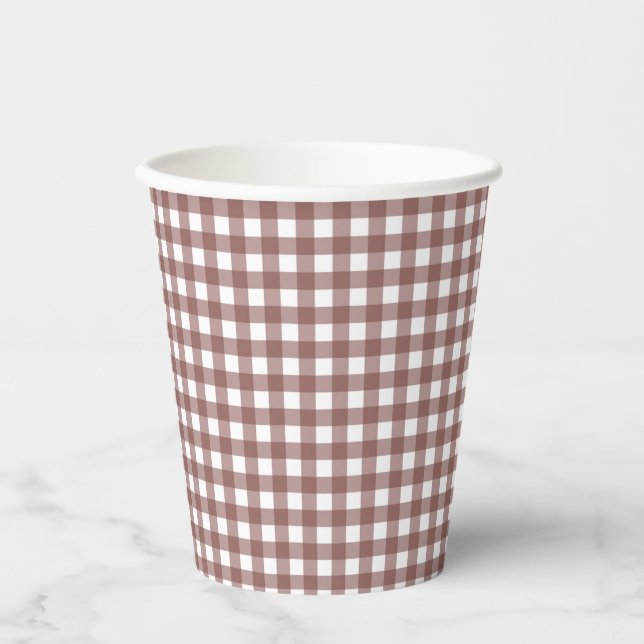 Faye und Lauren Fall Dark Brown Gingham Pappbecher (Vorderseite)