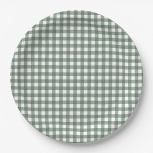 Faye und Lauren Fall Dark Green Gingham Pappteller