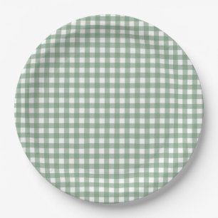 Faye und Lauren Fall Green Gingham Pappteller