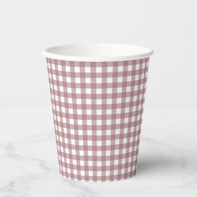 Faye und Lauren Fall Pink Gingham Pappbecher (Vorderseite)