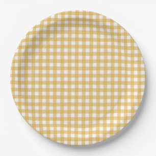 Faye und Lauren Fall Yellow Gingham Pappteller