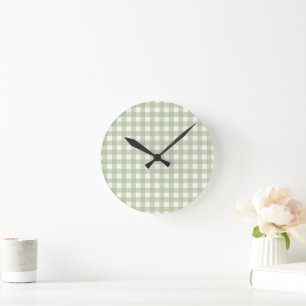Faye und Lauren Green Gingham Wall Clock Runde Wanduhr
