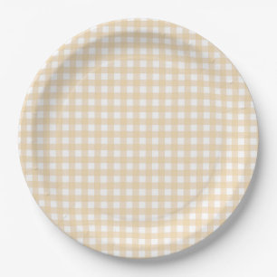 Faye und Lauren Herbst-Gingham-Beige Pappteller