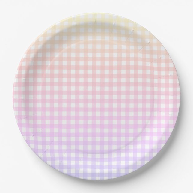 Faye und Lauren Ipanema Gingham Paper Tellers Pappteller (Vorderseite)