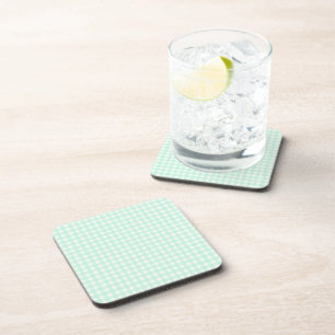 Faye und Lauren Light Green Gingham Getränkeuntersetzer