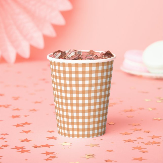 Faye und Lauren Orange Gingham Pappbecher (Insitu)