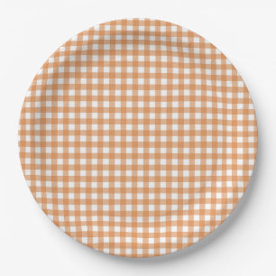 Faye und Lauren Orange Gingham Pappteller