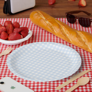 Faye und Lauren Pastel Blue Gingham Pappteller