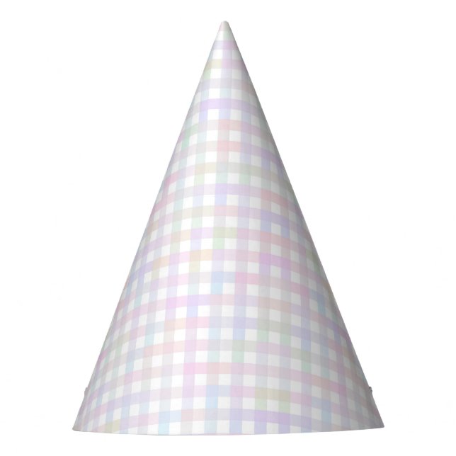 Faye und Lauren Pastel Gingham Multicolor Partyhütchen (Vorderseite)