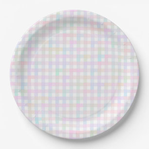 Faye und Lauren Pastel Gingham Multocolor Pappteller