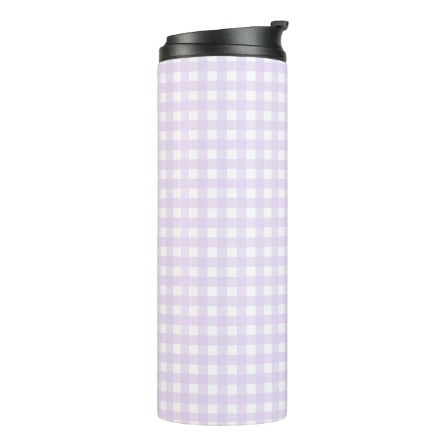 Faye und Lauren Pastel Lila Gingham Thermosbecher (Nach links gedreht)