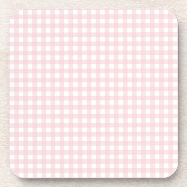 Faye und Lauren Pastel Pink Gingham Getränkeuntersetzer (Vorderseite)