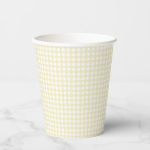 Faye und Lauren Pastel Yellow Gingham Pappbecher