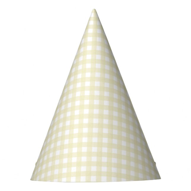 Faye und Lauren Pastel Yellow Gingham Partyhütchen (Vorderseite)