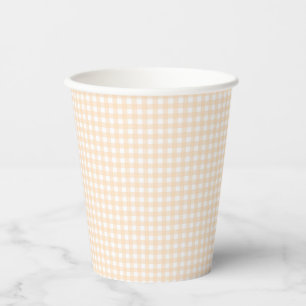 Faye und Lauren Peach Gingham Pappbecher