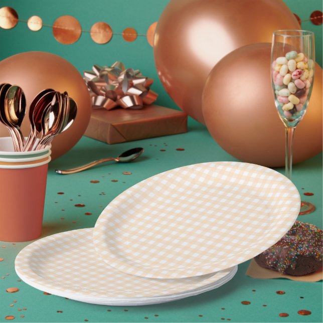 Faye und Lauren Peach Gingham Pappteller (Multi)