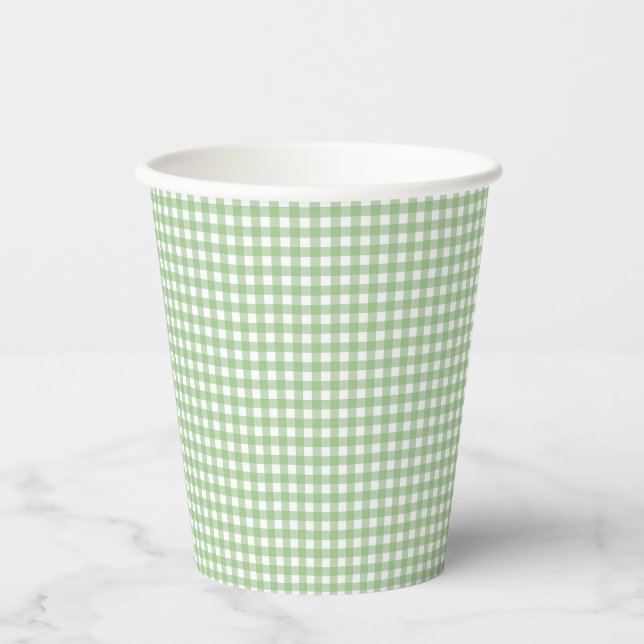 Fayeand Lauren Classic Green Gingham Paper Cups Pappbecher (Vorderseite)