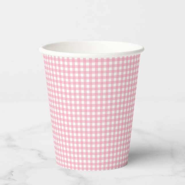 FayeandLauren Pink Gingham Paper Cups Pappbecher (Vorderseite)