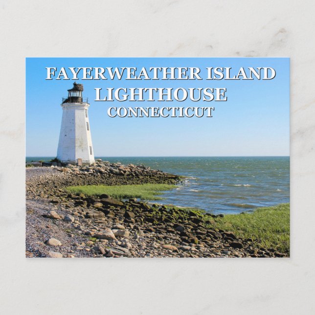 Fayerweather Island Lighthouse, Connecticut Postkarte (Vorderseite)